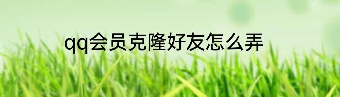 qq会员克隆好友怎么弄