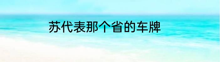 苏代表那个省的车牌