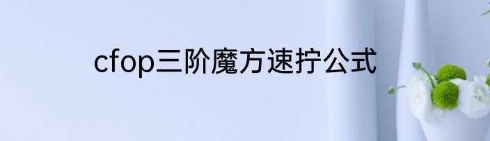 cfop三阶魔方速拧公式