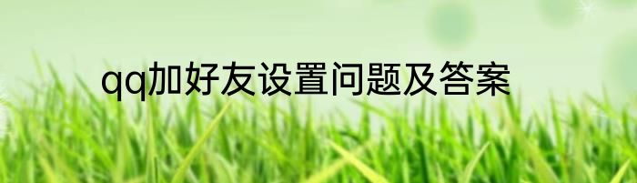 qq加好友设置问题及答案