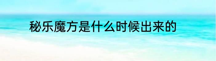秘乐魔方是什么时候出来的