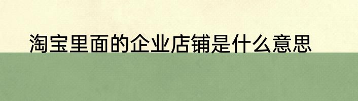淘宝里面的企业店铺是什么意思