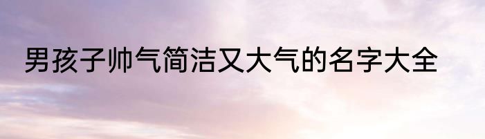 男孩子帅气简洁又大气的名字大全