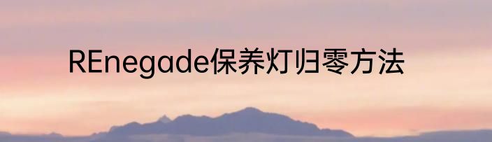REnegade保养灯归零方法
