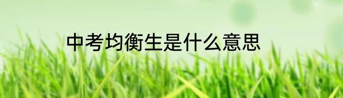 中考均衡生是什么意思