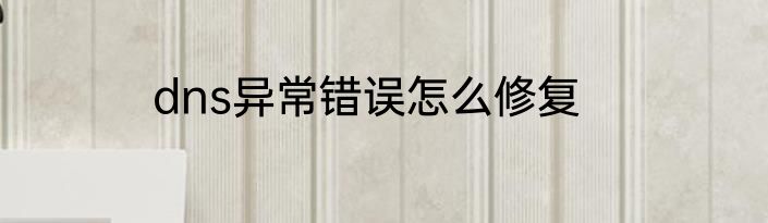 dns异常错误怎么修复