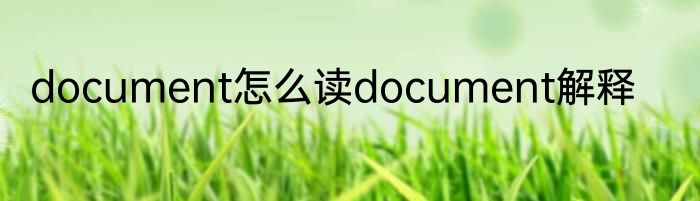 document怎么读document解释
