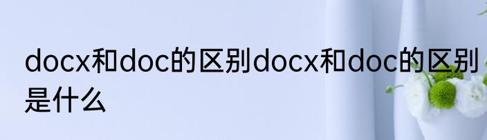docx和doc的区别docx和doc的区别是什么