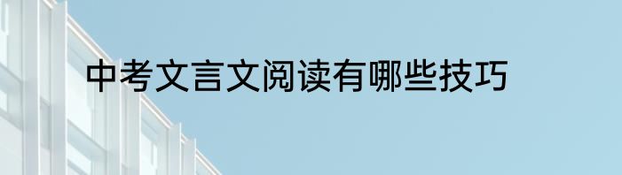 中考文言文阅读有哪些技巧