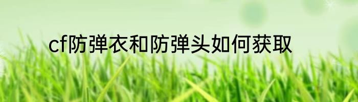 cf防弹衣和防弹头如何获取