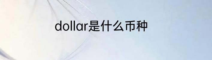 dollar是什么币种