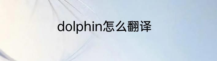 dolphin怎么翻译