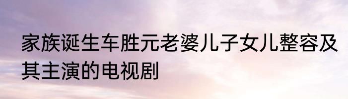 家族诞生车胜元老婆儿子女儿整容及其主演的电视剧