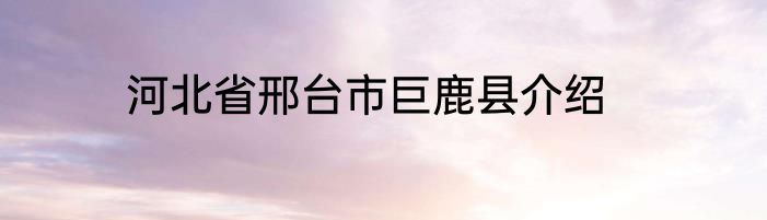 河北省邢台市巨鹿县介绍