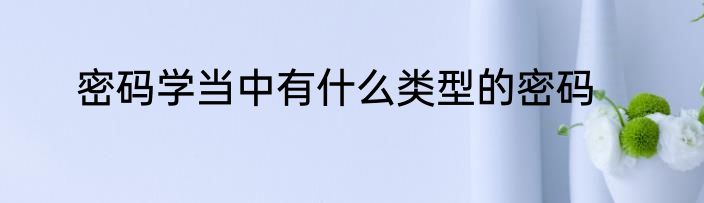 密码学当中有什么类型的密码