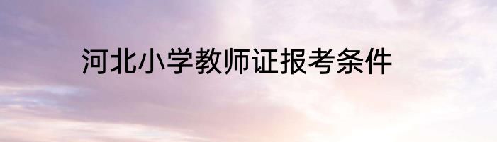 河北小学教师证报考条件