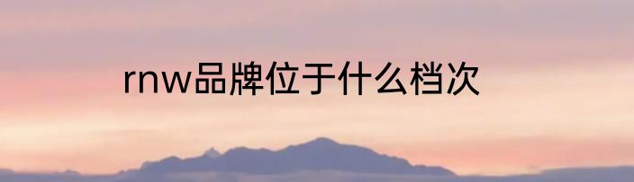 rnw品牌位于什么档次