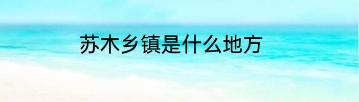苏木乡镇是什么地方