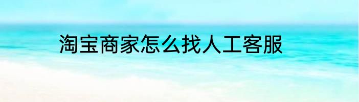 淘宝商家怎么找人工客服