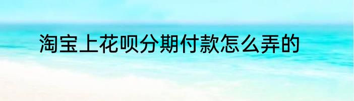淘宝上花呗分期付款怎么弄的