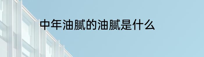 中年油腻的油腻是什么