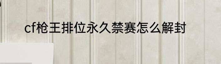 cf枪王排位永久禁赛怎么解封