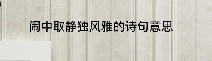 闹中取静独风雅的诗句意思