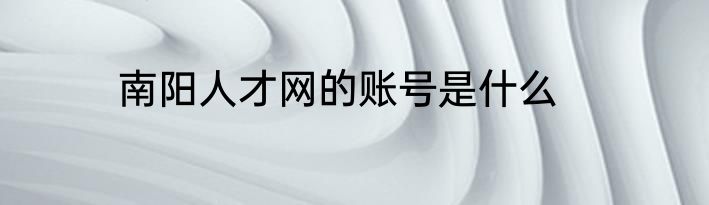 南阳人才网的账号是什么