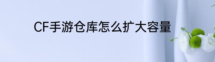 CF手游仓库怎么扩大容量