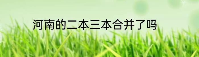 河南的二本三本合并了吗