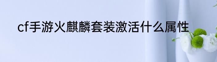 cf手游火麒麟套装激活什么属性