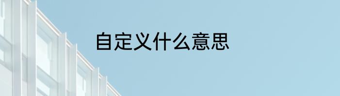 自定义什么意思