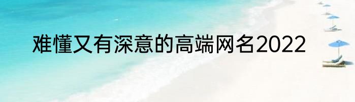 难懂又有深意的高端网名2022