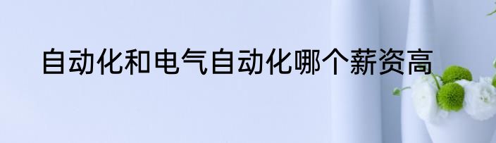 自动化和电气自动化哪个薪资高