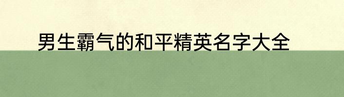 男生霸气的和平精英名字大全