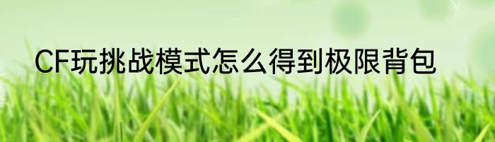 CF玩挑战模式怎么得到极限背包