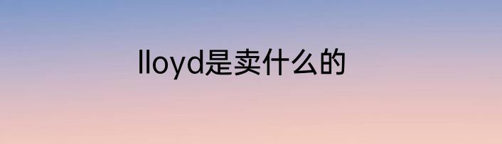 lloyd是卖什么的
