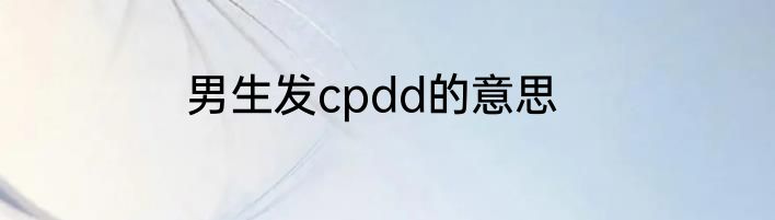 男生发cpdd的意思