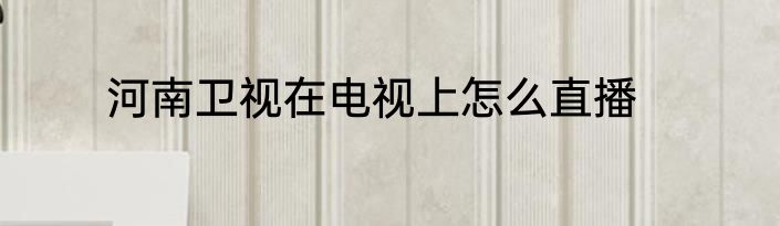 河南卫视在电视上怎么直播