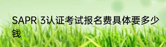 SAPR 3认证考试报名费具体要多少钱