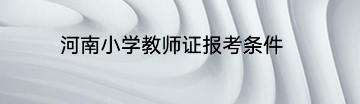 河南小学教师证报考条件