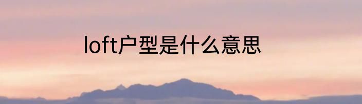 loft户型是什么意思