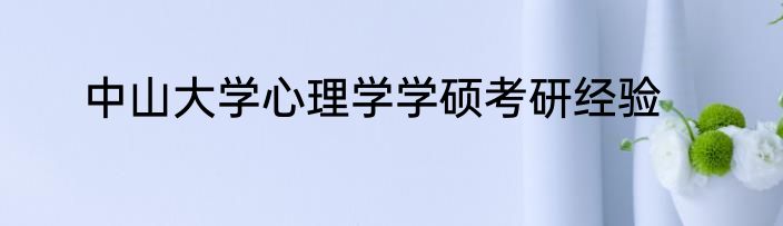 中山大学心理学学硕考研经验