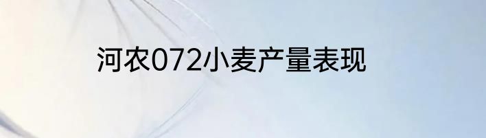 河农072小麦产量表现