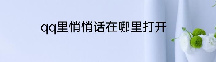 qq里悄悄话在哪里打开