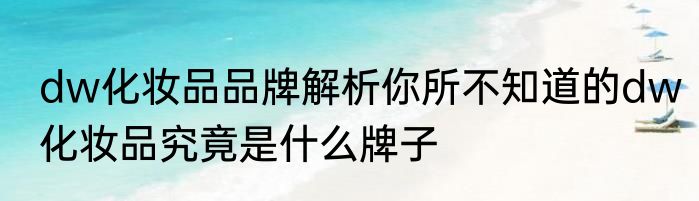 dw化妆品品牌解析你所不知道的dw化妆品究竟是什么牌子