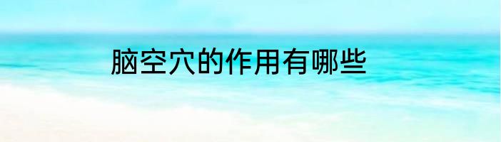 脑空穴的作用有哪些