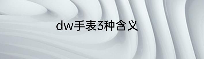 dw手表3种含义