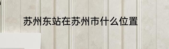 苏州东站在苏州市什么位置