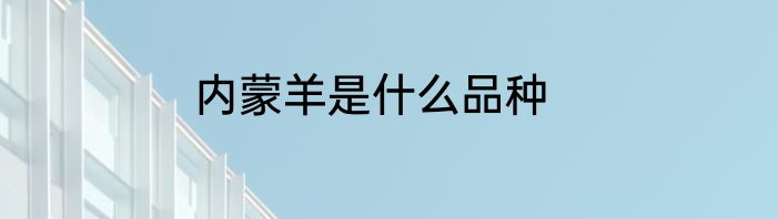 内蒙羊是什么品种